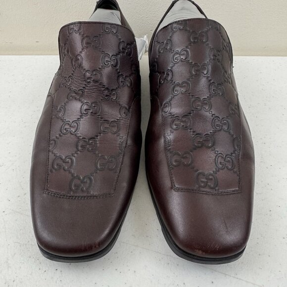 Gucci GG Monogram Vintage Loafers Patina Brown Leather  8.5 US - Picture 2 of 16